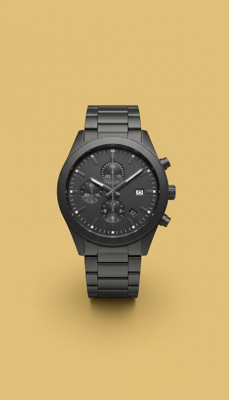 Charcoal Brushed Steel Chronograph Watch