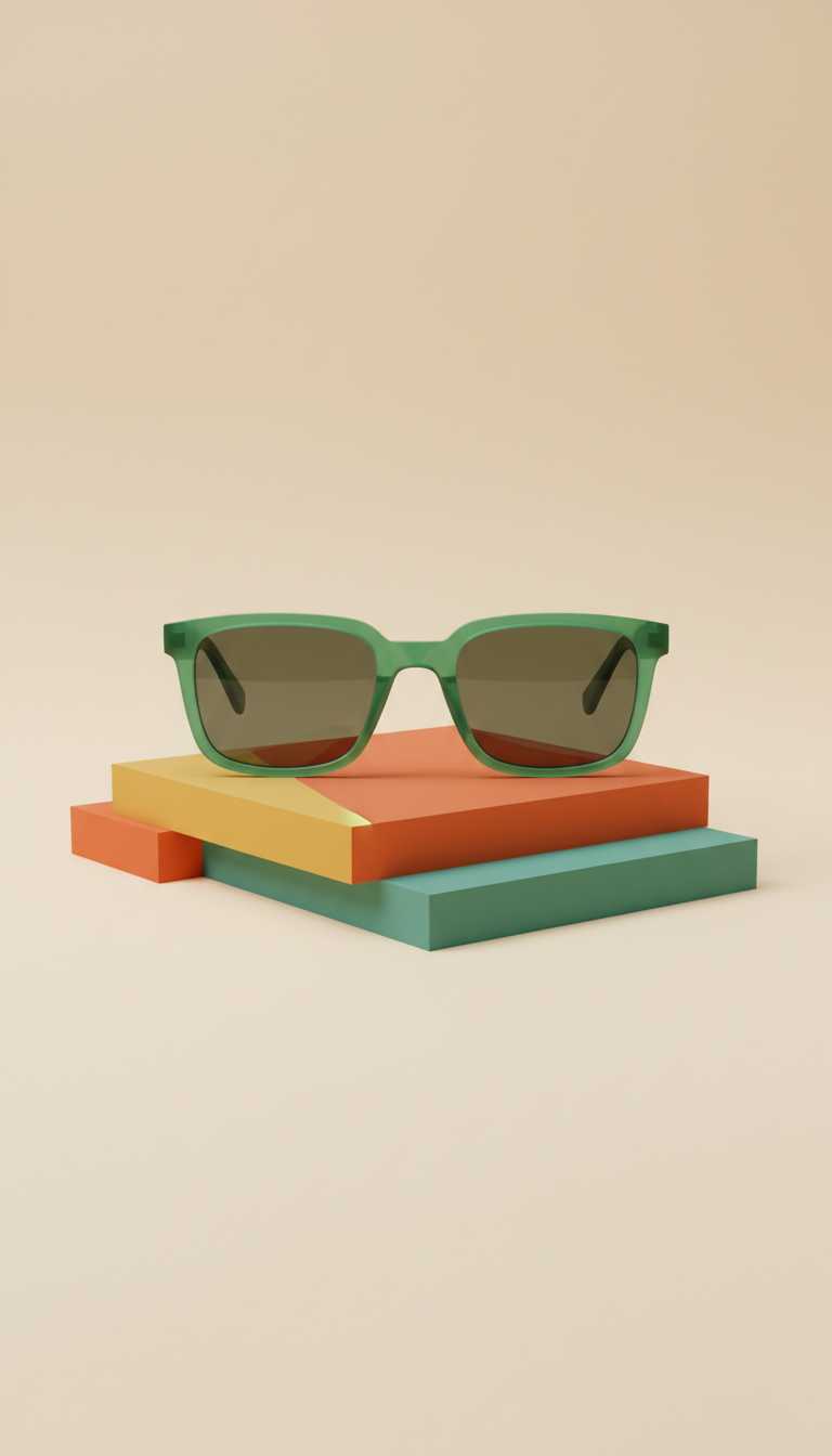 Jade Green Acetate Square Sunglasses