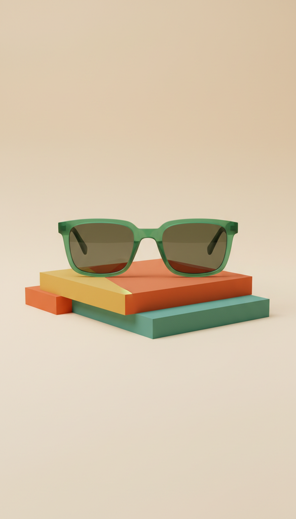 Jade Green Acetate Square Sunglasses