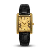 Luxury Men's Leather Strap Rectangular Roman Dial Quartz Watch | Classic Formal Wrist Watch for Men | Premium Business Casual Watch