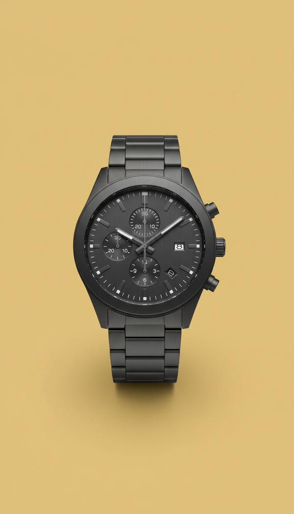 Charcoal Brushed Steel Chronograph Watch