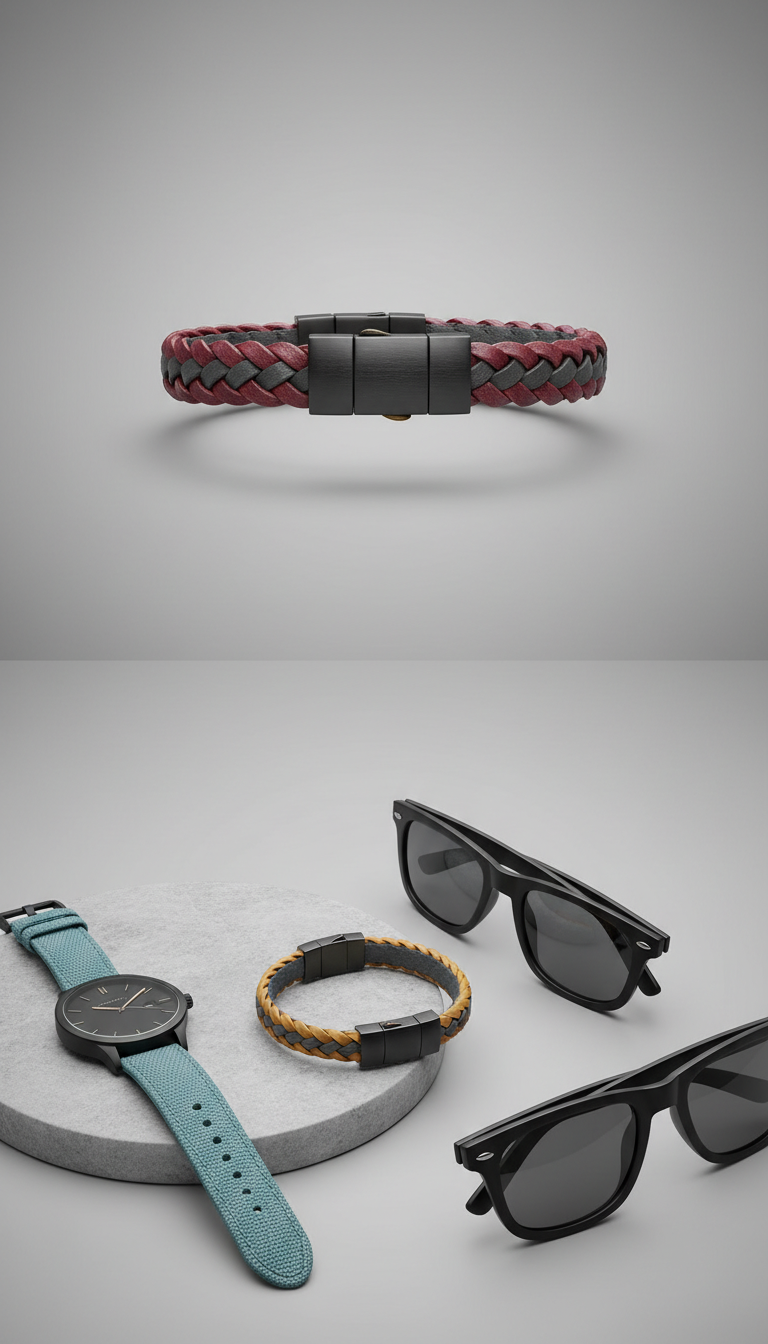 Matte Metal and Leather Braided Bracelet