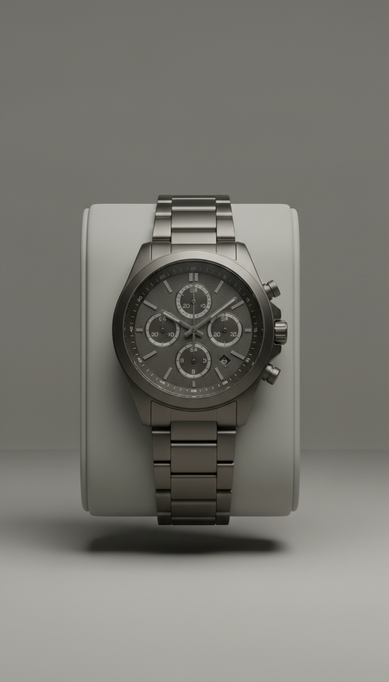 Graphite stainless steel chronograph watch