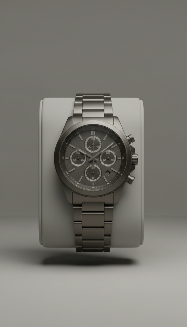 Graphite stainless steel chronograph watch