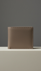 Taupe leather bifold wallet